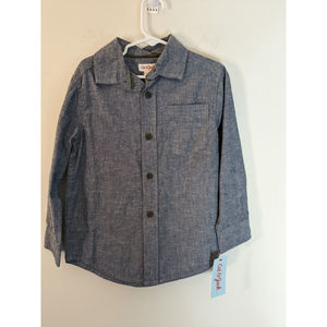 Cat & Jack Boys XS 4/5 Long Sleeve Button Down Chambray Shirt NWT